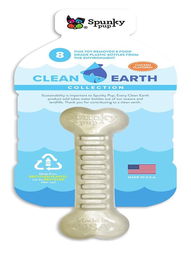 Spunky Pup Clean Earth Recycled Bone| Made in USA | Made from 100% Recycled Water Bottles, Gray - Image 1